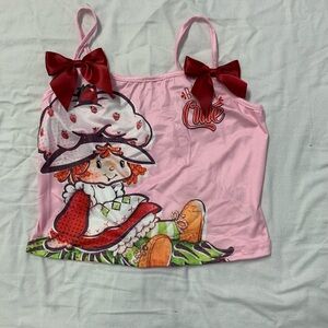 Pink Strawberry Shortcake Tank Top with Red Bows